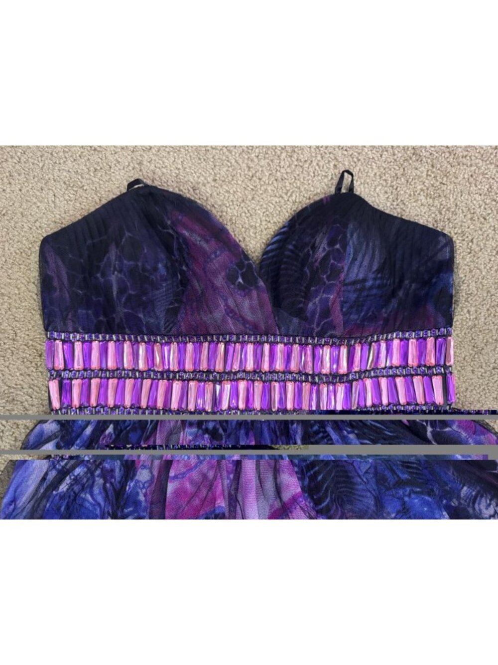 BLUSH PROM Beaded Black Purple Floral Cocktail Dress Party Holiday HOCO LARGE - Picture 7 of 10